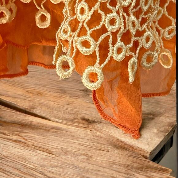 Boho Festival Silk Blend Gypsy Midi Skirt Devoré Velvet Cynthia Steffe Size 16 - Picture 6 of 14